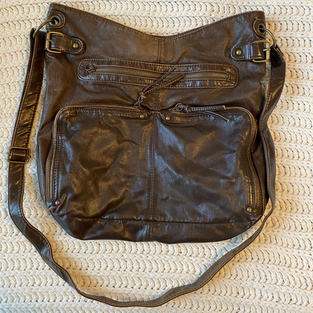 Brown pleather crossbody